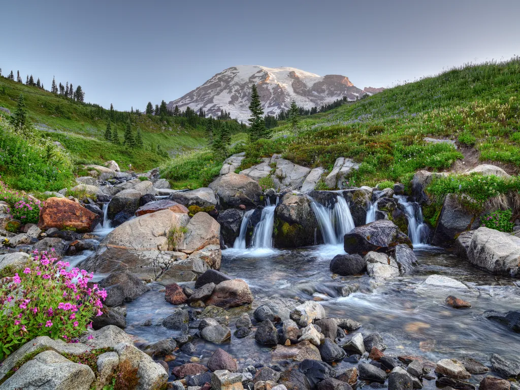 Mountain creek and alpine landscape in Washington.